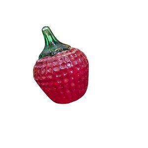 Vintage Joe Rice St Clair Glass Red Strawberry Paperweight